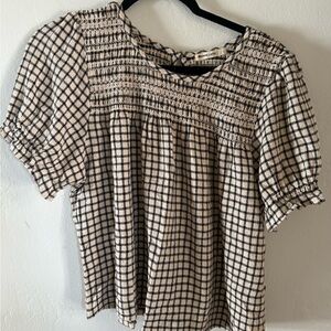 Marine Layer Checkered' Top in Black and Cream
